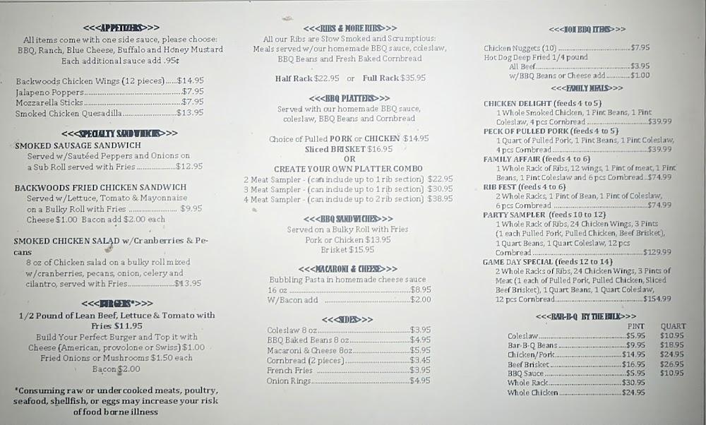 Backwoods Eatery & Tavern Menu image 1
